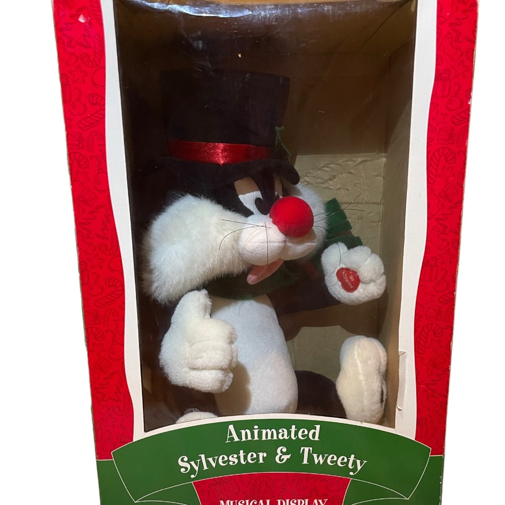 Vtg Sylvester and Tweety Bird Animated Christmas Musical Display Surprise